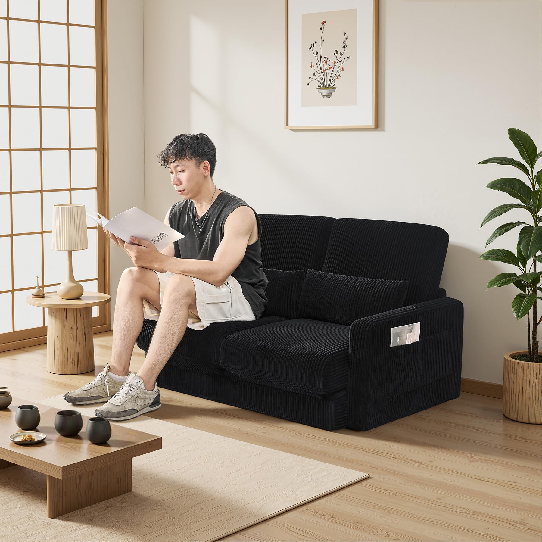 Amazon｜ソファーベッド 収納付き 幅117cm 省スペース 多機能ソファー